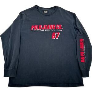 Vintage 90s y2k mens navy blue red Ralph Lauren Polo Jeans Co. long sleeve shirt